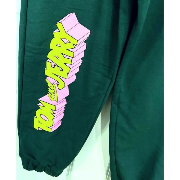 BERSHKA TOM & JERRY Green Sweatpants Joggers Size Large NWT - Picture 5 of 6